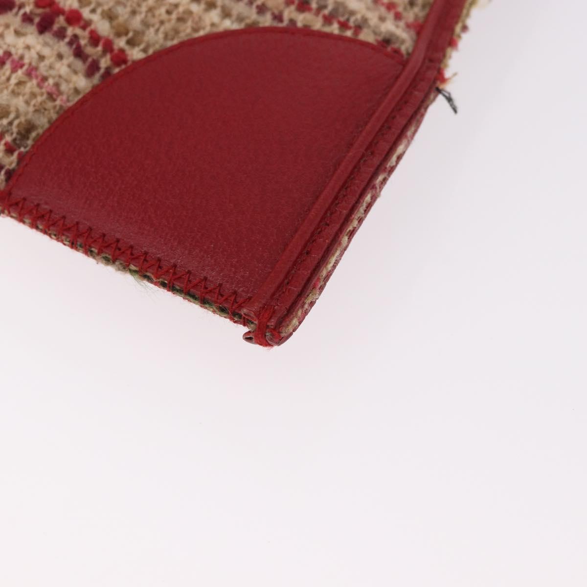 PRADA Hand Bag Tweed Red Silver Auth 185463A