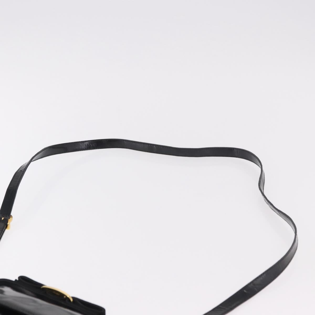Salvatore Ferragamo Vala Shoulder Bag Patent leather 2way Black Gold Auth 185471