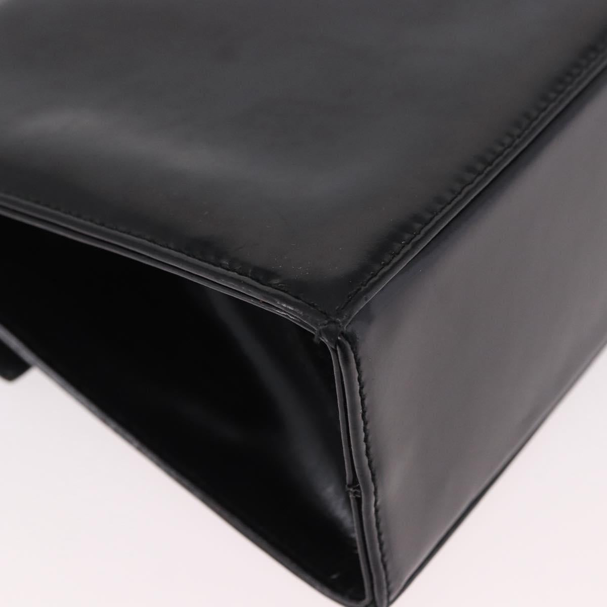 Salvatore Ferragamo Vala Shoulder Bag Patent leather 2way Black Gold Auth 185471