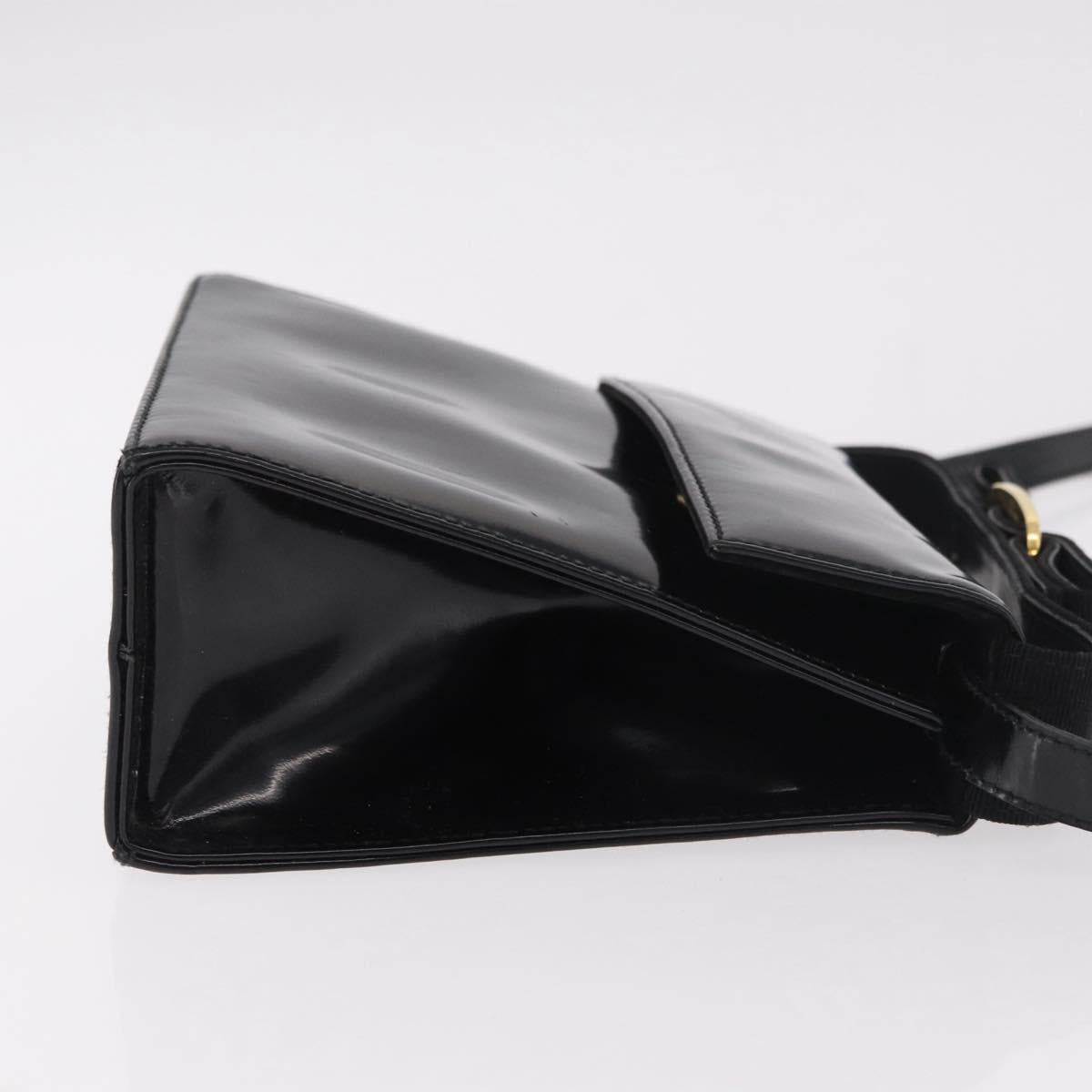 Salvatore Ferragamo Vala Shoulder Bag Patent leather 2way Black Gold Auth 185471