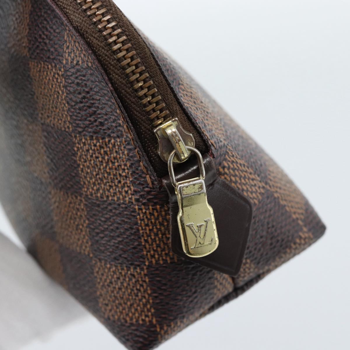 LOUIS VUITTON Damier Ebene Pochette Cosmetic PM Pouch N47516 LV Auth 185472
