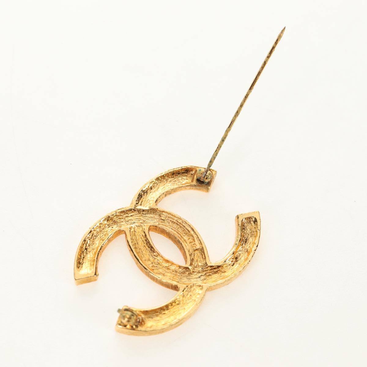 CHANEL COCO Mark Brooch metal Gold Tone CC Auth 185473V
