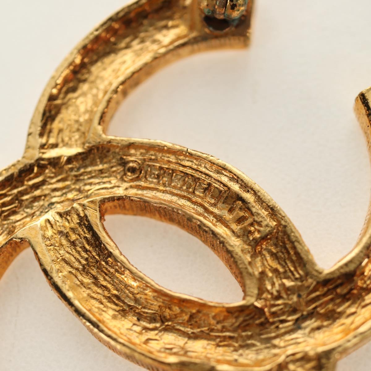 CHANEL COCO Mark Brooch metal Gold Tone CC Auth 185473V