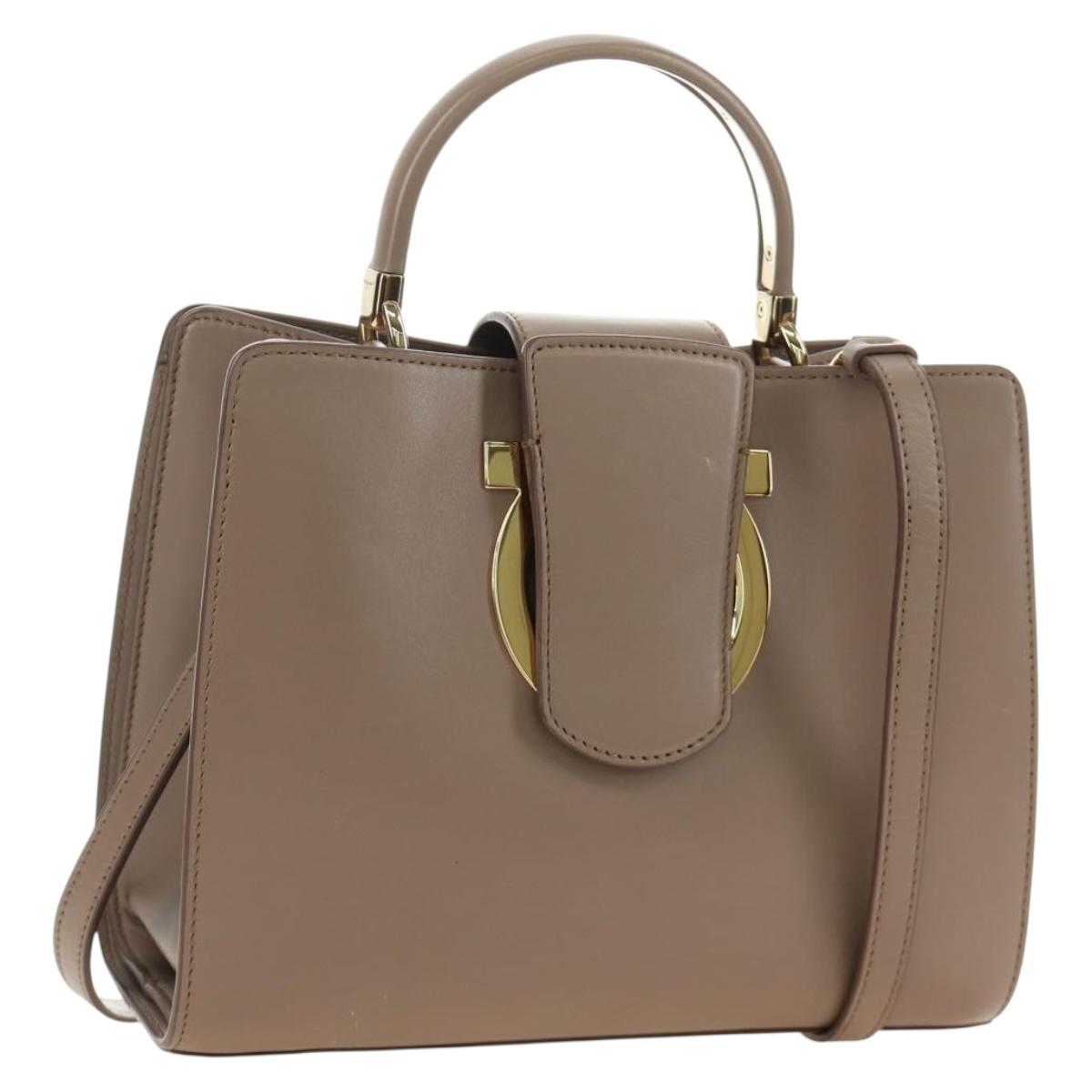 Salvatore Ferragamo Gancini Hand Bag Leather 2way Auth 185475V