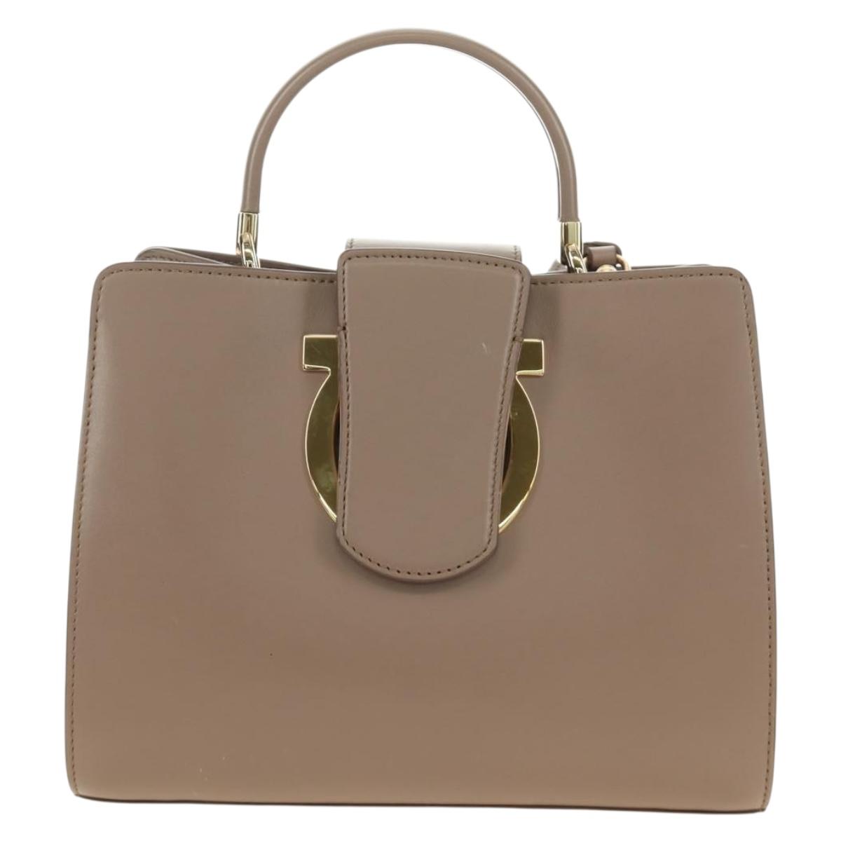 Salvatore Ferragamo Gancini Hand Bag Leather 2way Auth 185475V