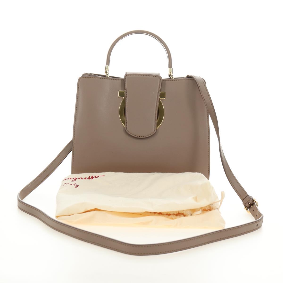 Salvatore Ferragamo Gancini Hand Bag Leather 2way Auth 185475V