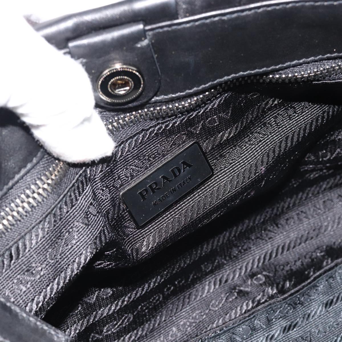 PRADA Shoulder Bag Leather Black Silver Auth 185477SAV