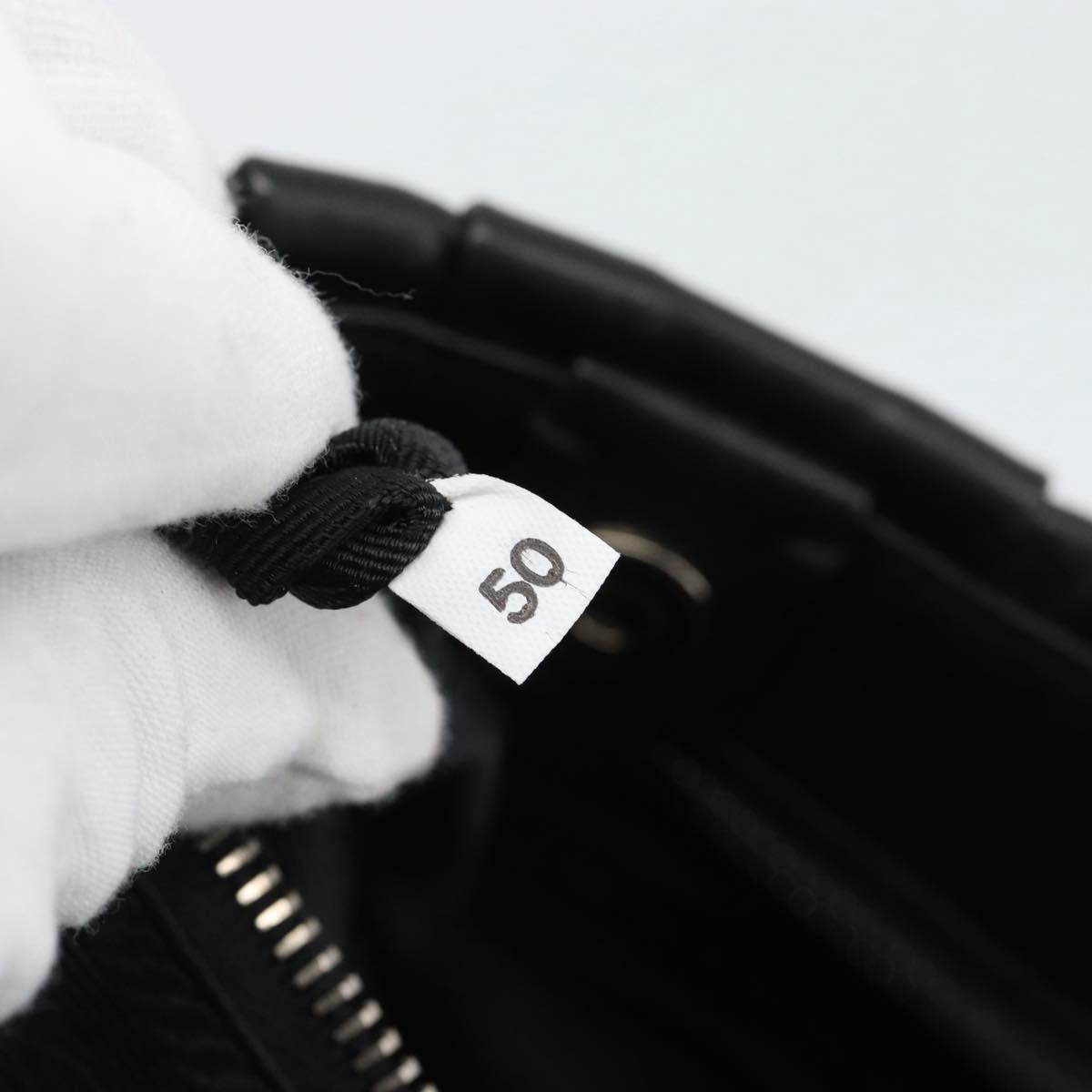 PRADA Shoulder Bag Leather Black Silver Auth 185477SAV