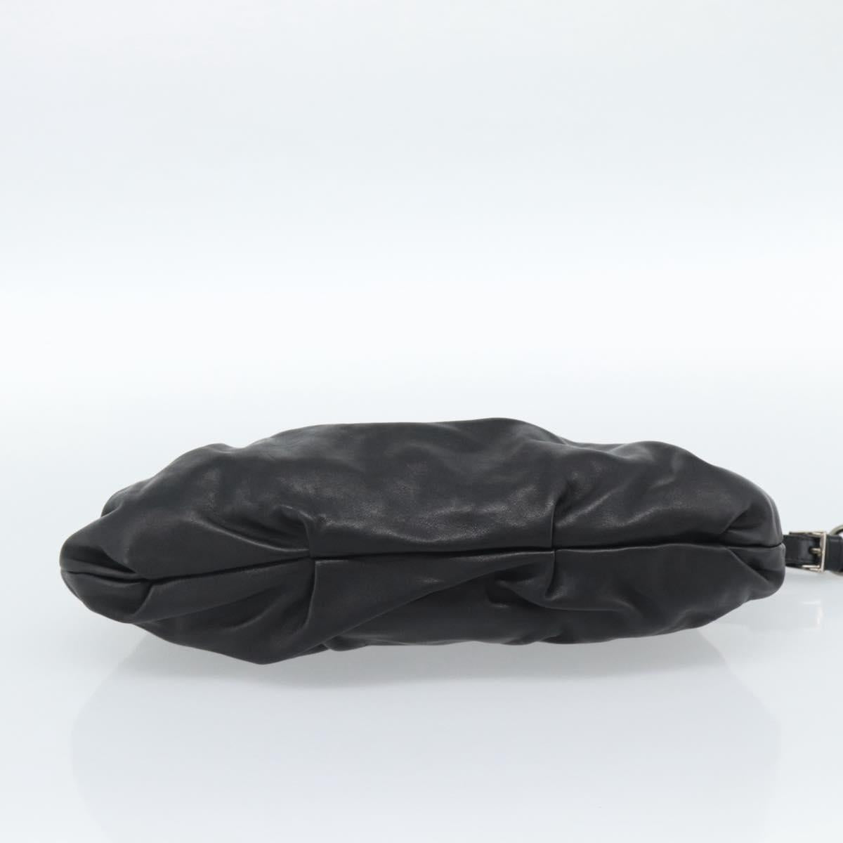 PRADA Shoulder Bag Leather Black Silver Auth 185477SAV