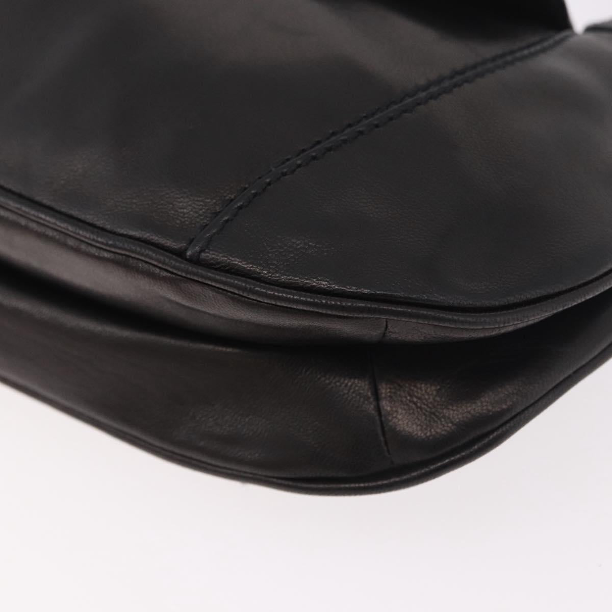 PRADA Shoulder Bag Leather Black Silver Auth 185478SAM