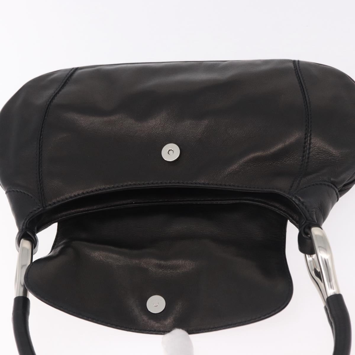 PRADA Shoulder Bag Leather Black Silver Auth 185478SAM