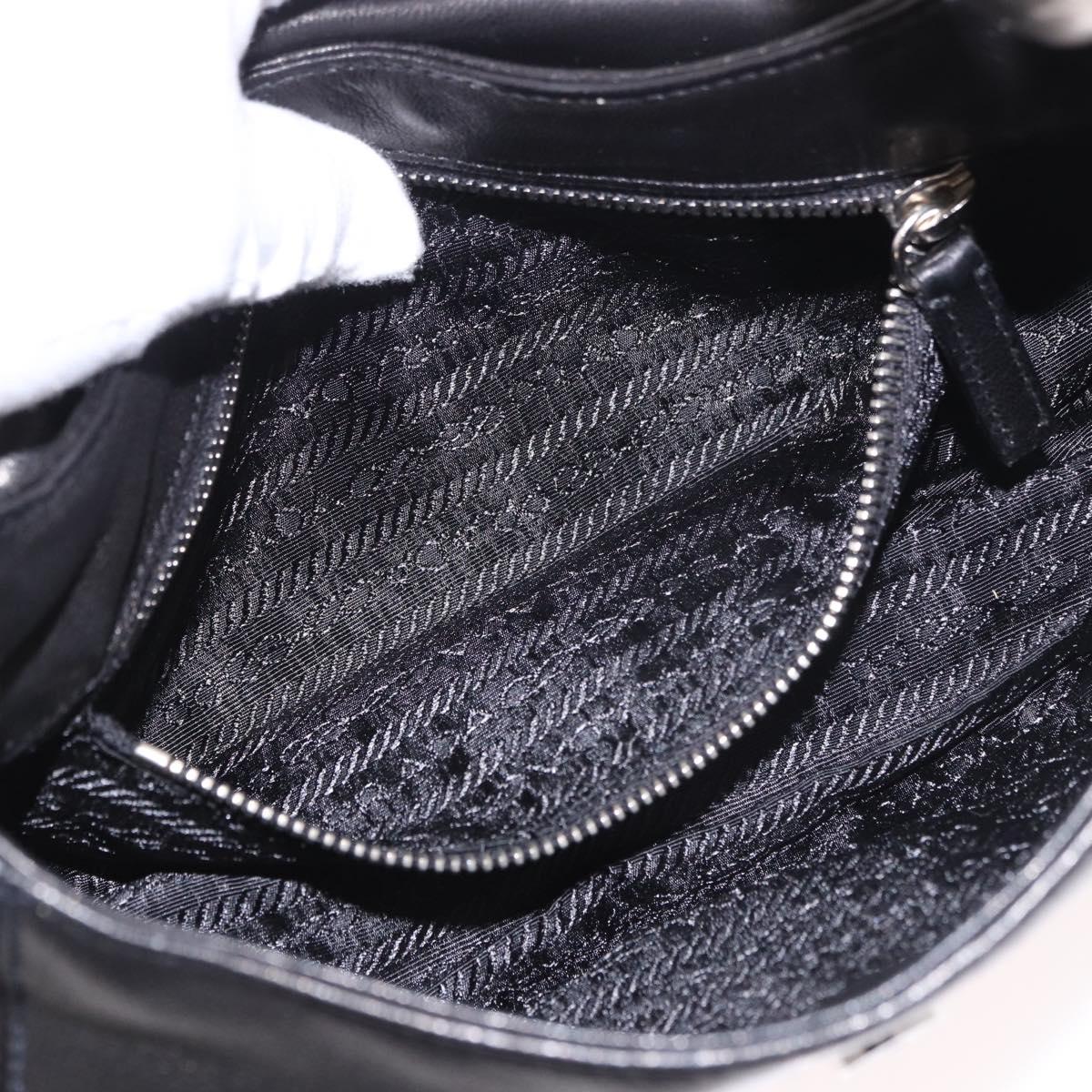 PRADA Shoulder Bag Leather Black Silver Auth 185478SAM