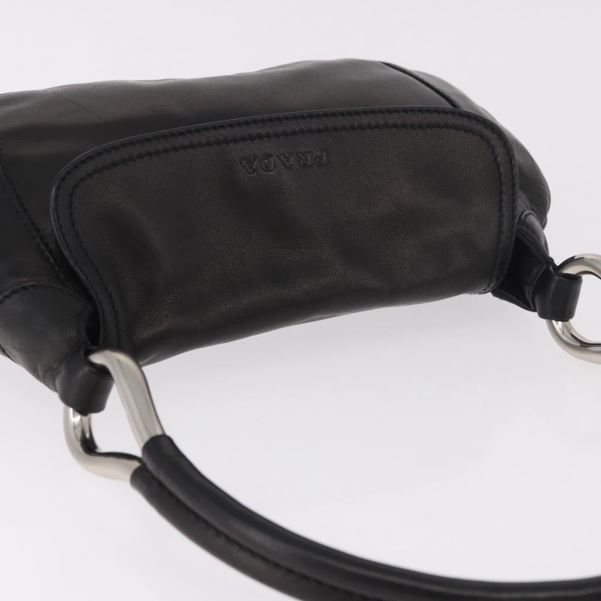PRADA Shoulder Bag Leather Black Silver Auth 185478SAM