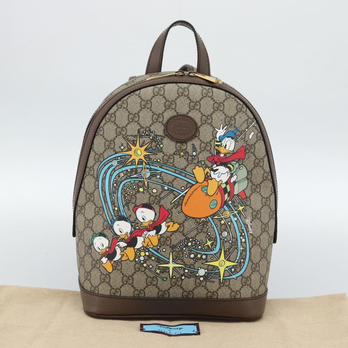 GUCCI GUCCI x Disney GG Supreme Backpack PVC Beige 552884 Auth 185480M