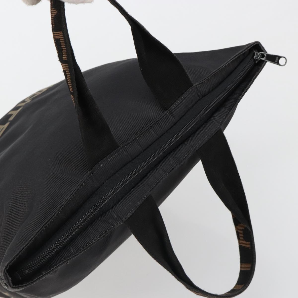 FENDI Hand Bag Canvas Black Auth 185481