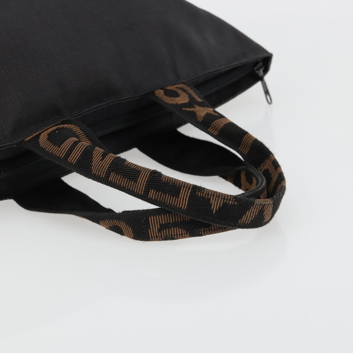 FENDI Hand Bag Canvas Black Auth 185481
