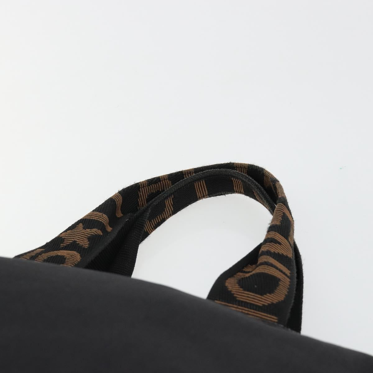 FENDI Hand Bag Canvas Black Auth 185481