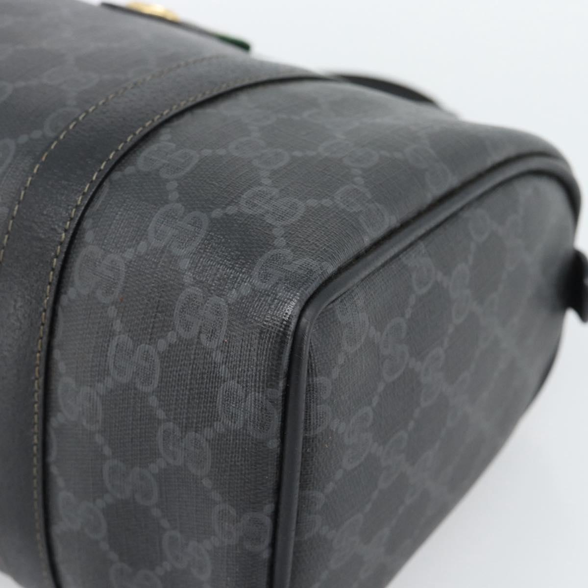 GUCCI GG Supreme Web Sherry Line Boston Bag PVC Black Gold 40 02 006 Auth 185482