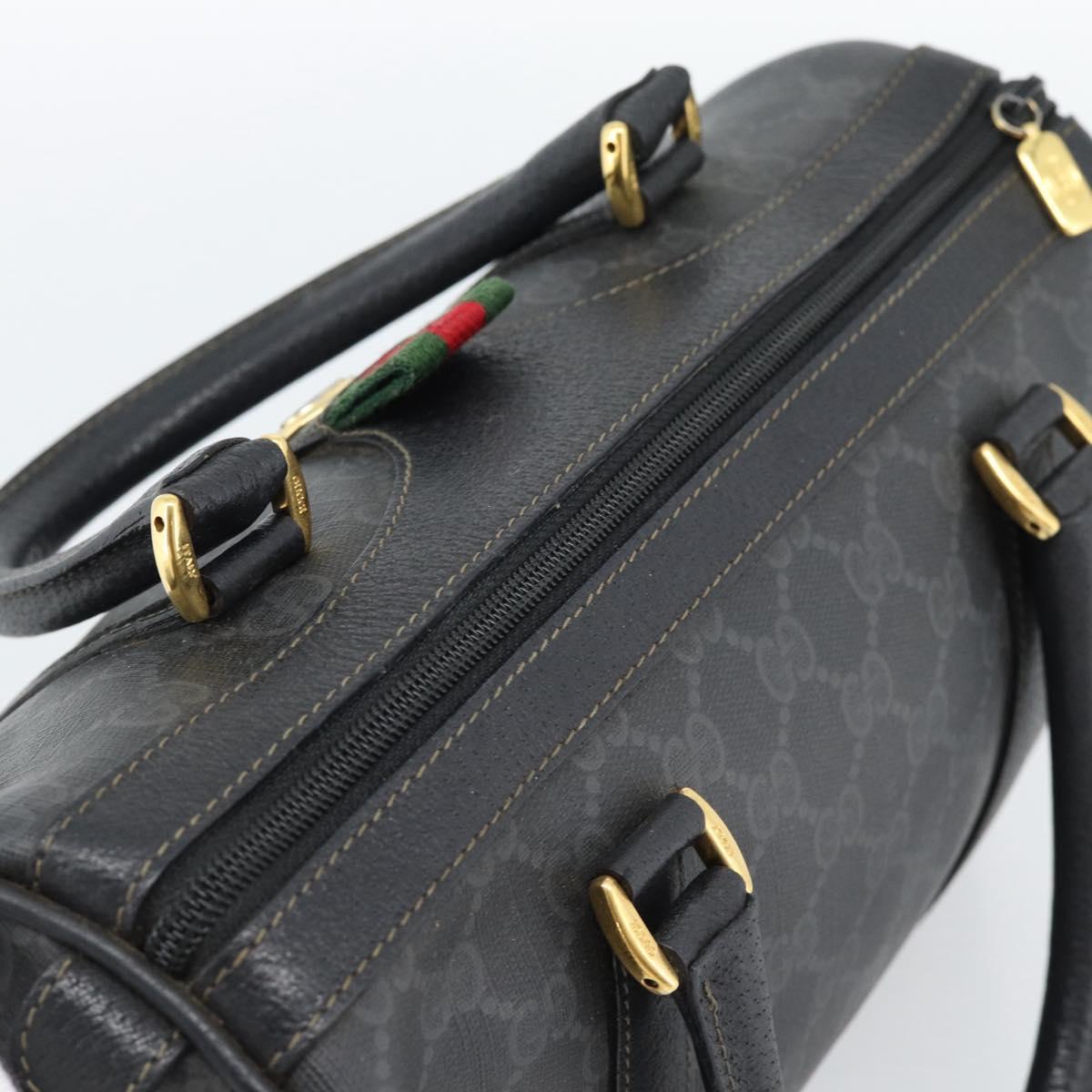 GUCCI GG Supreme Web Sherry Line Boston Bag PVC Black Gold 40 02 006 Auth 185482