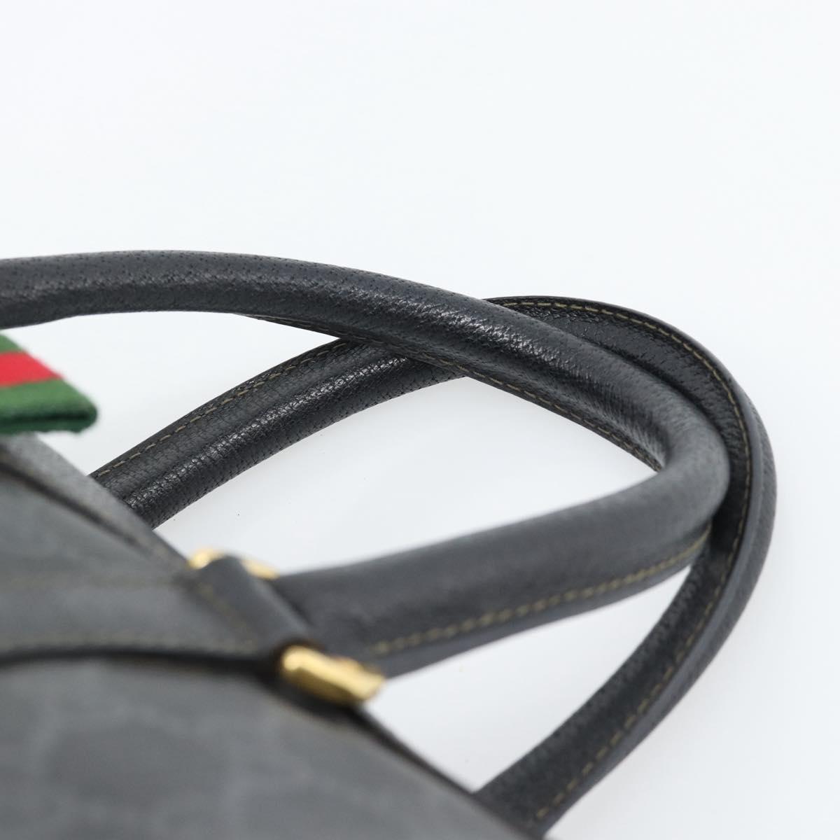 GUCCI GG Supreme Web Sherry Line Boston Bag PVC Black Gold 40 02 006 Auth 185482