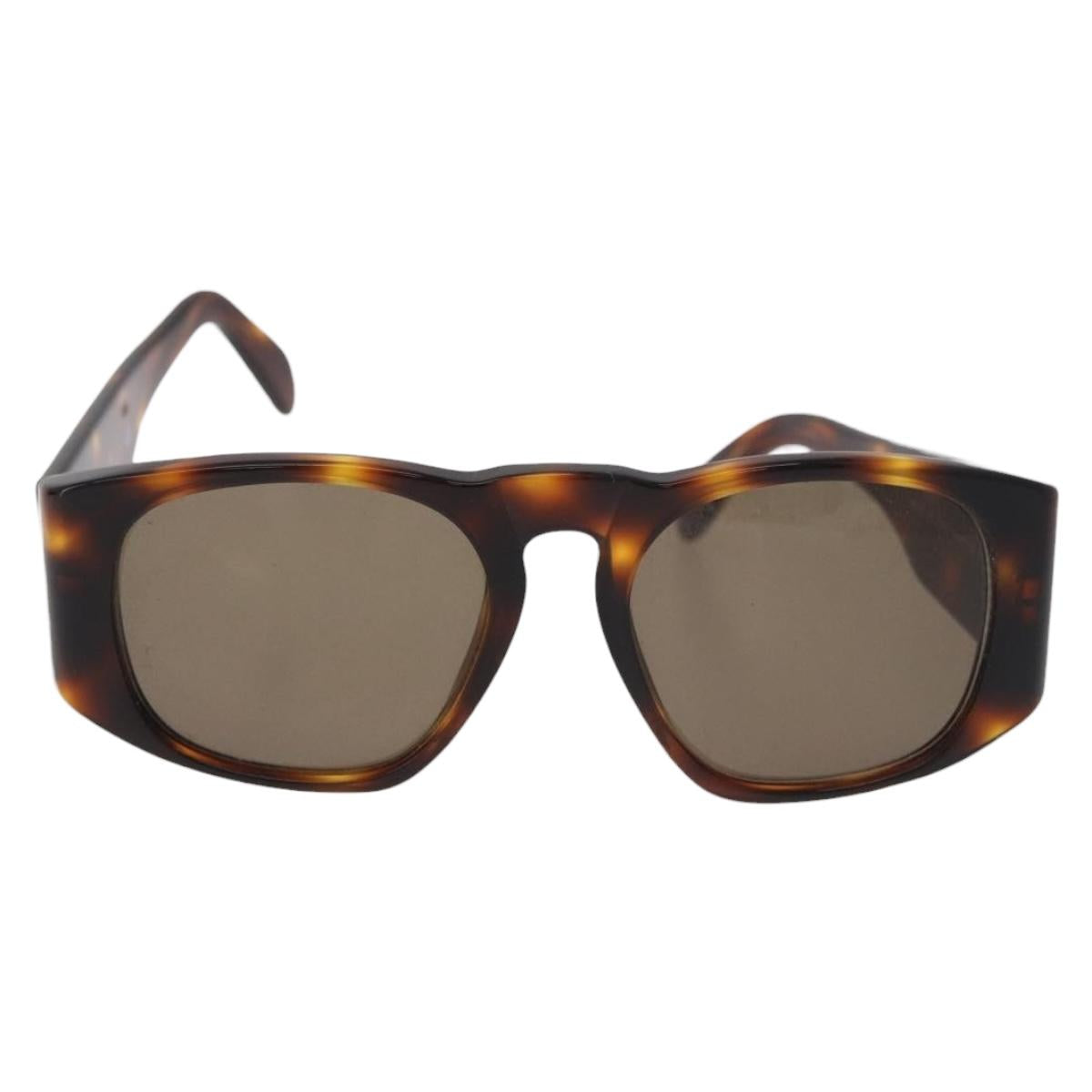 CHANEL COCO Mark Sunglasses Plastic Brown Gold CC Auth 185486