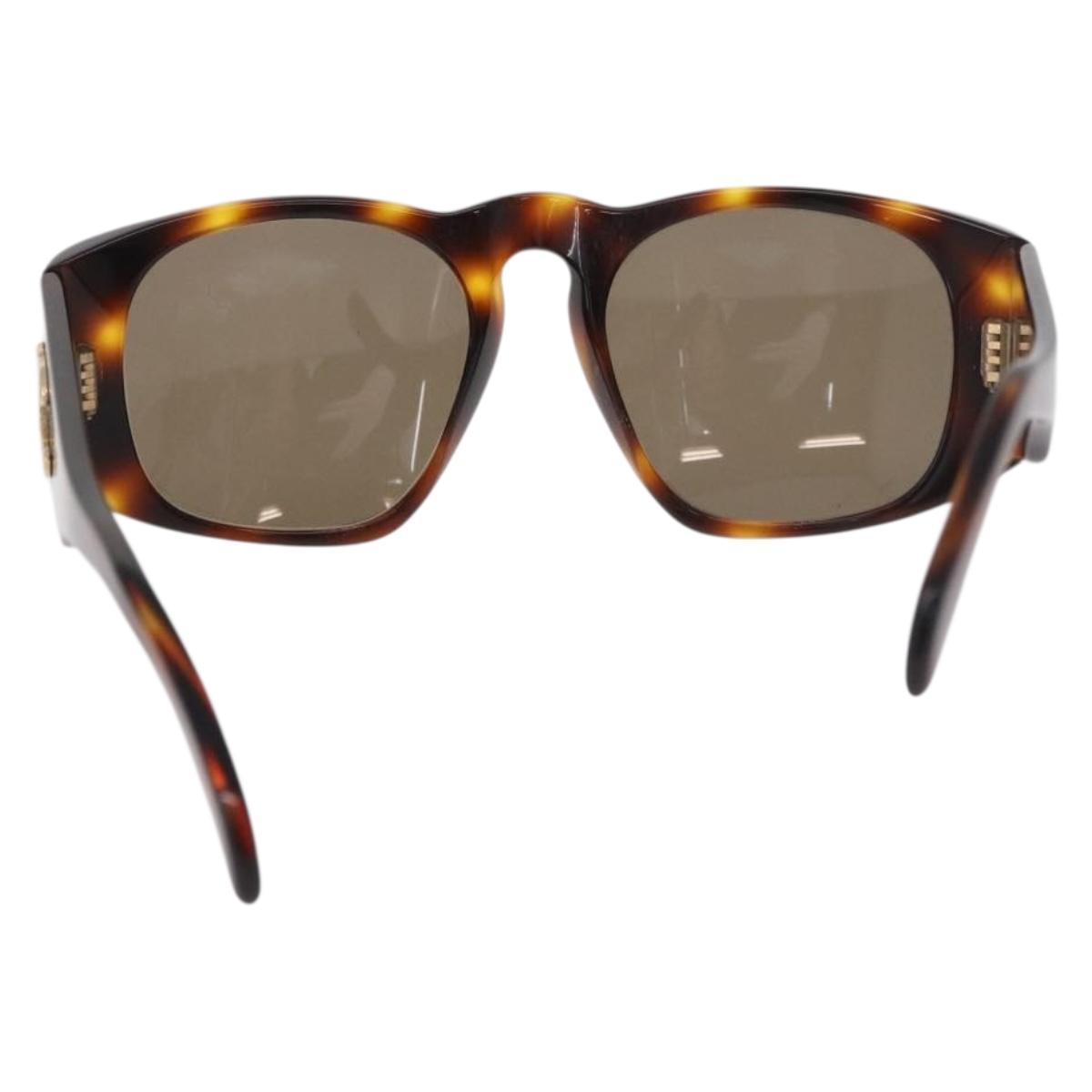 CHANEL COCO Mark Sunglasses Plastic Brown Gold CC Auth 185486