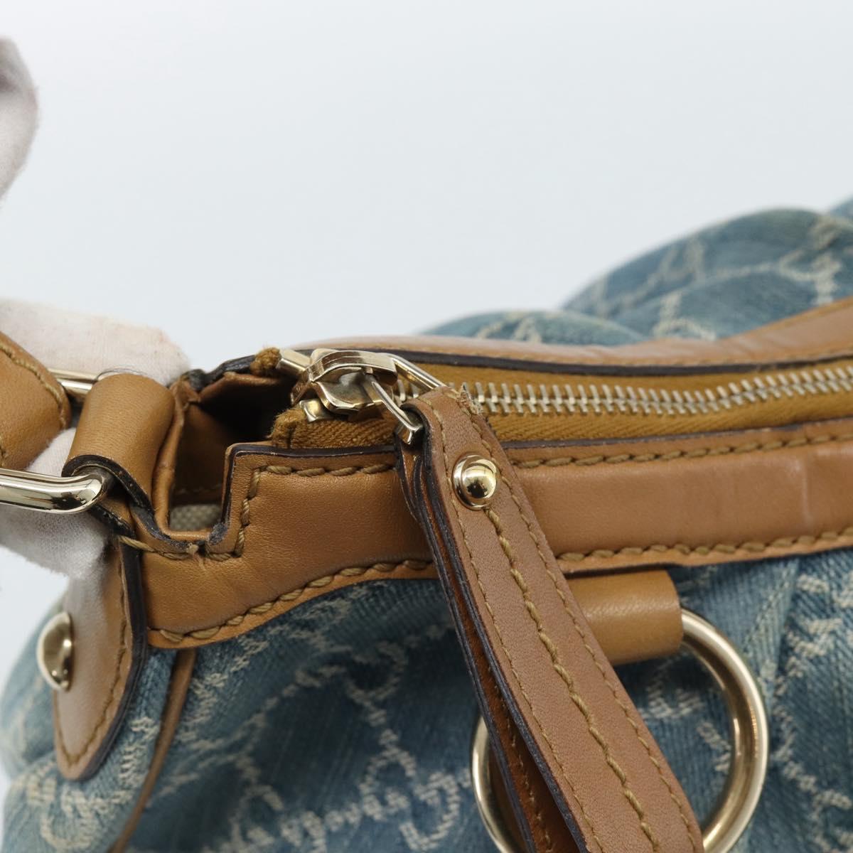 GUCCI GG Canvas Sukey Shoulder Bag Blue Gold 232955 Auth 185491V