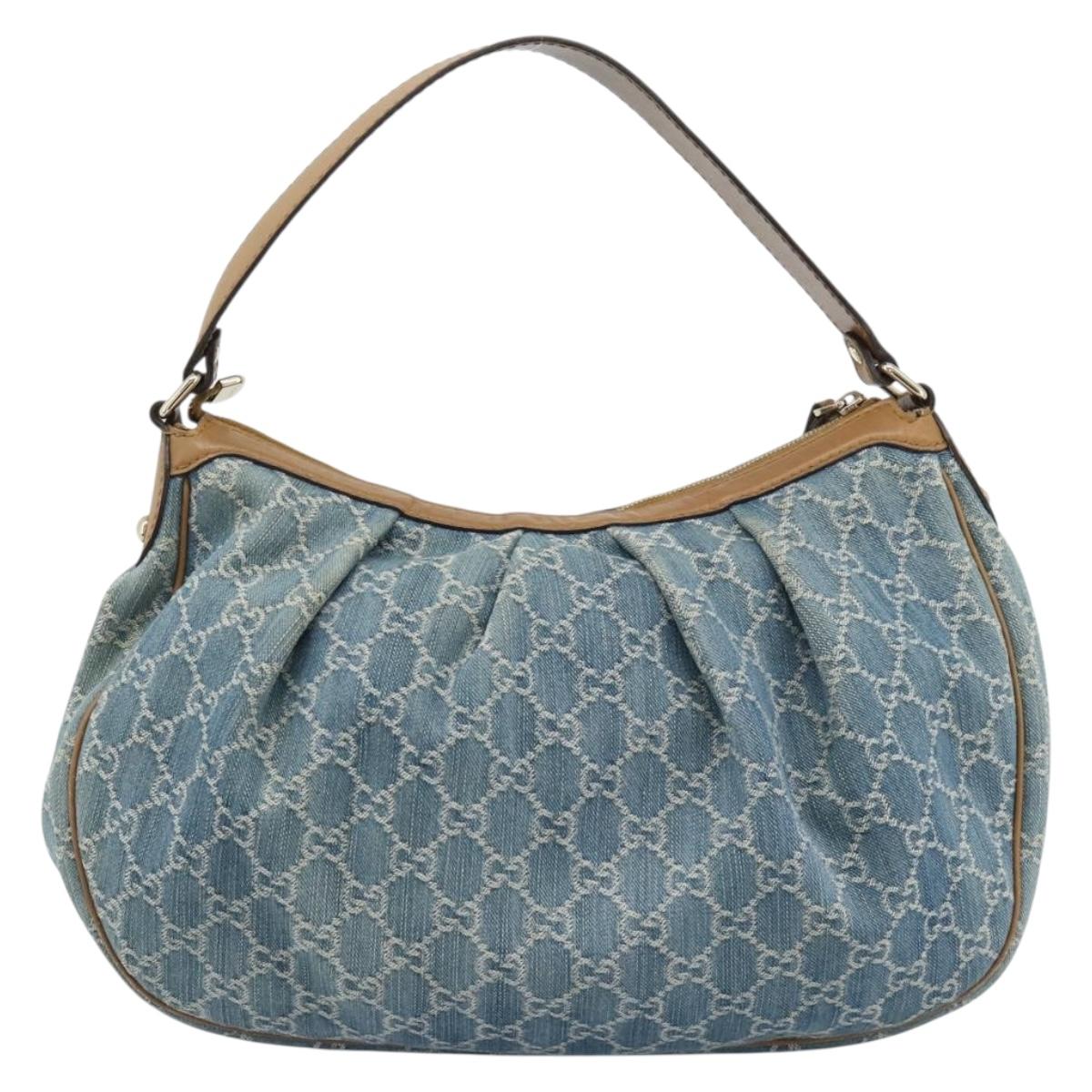 GUCCI GG Canvas Sukey Shoulder Bag Blue Gold 232955 Auth 185491V