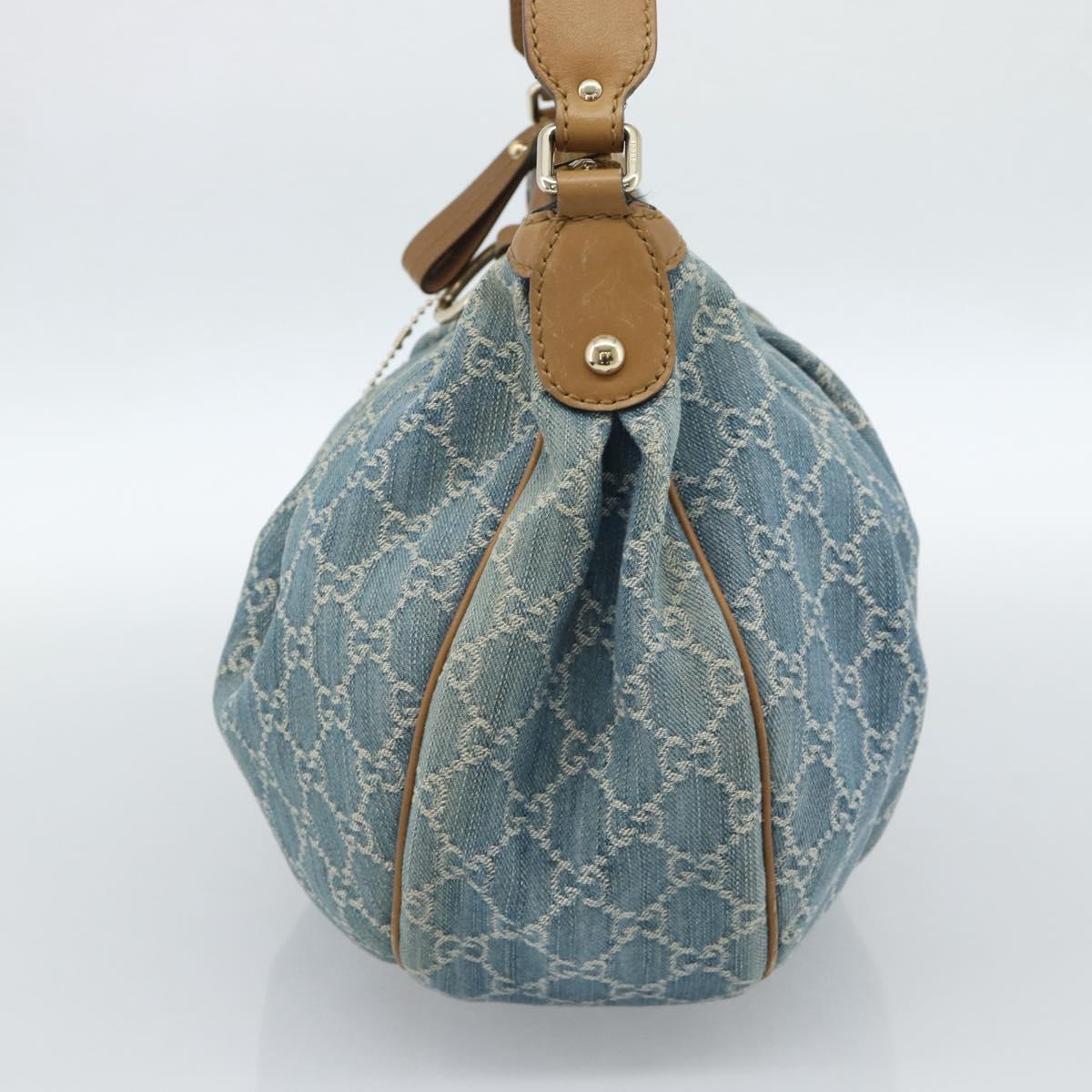 GUCCI GG Canvas Sukey Shoulder Bag Blue Gold 232955 Auth 185491V