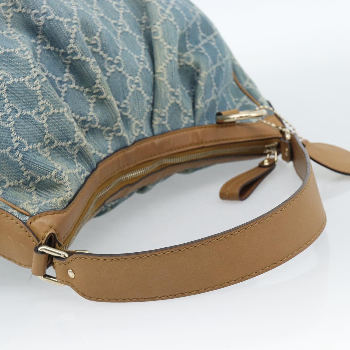 GUCCI GG Canvas Sukey Shoulder Bag Blue Gold 232955 Auth 185491V
