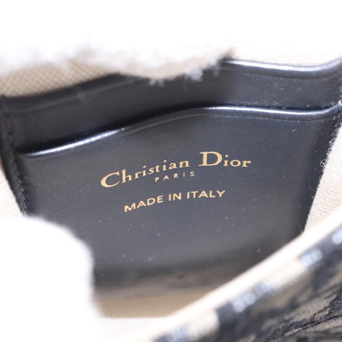 Christian Dior Trotter Canvas Saddle Chain Phone Holder Navy Gold Auth 185492M