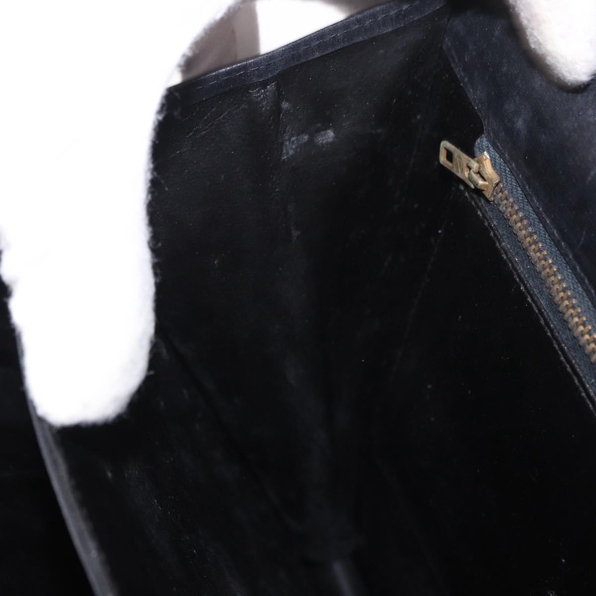 CELINE Horse Carriage Shoulder Bag Leather Black Gold Auth 185494