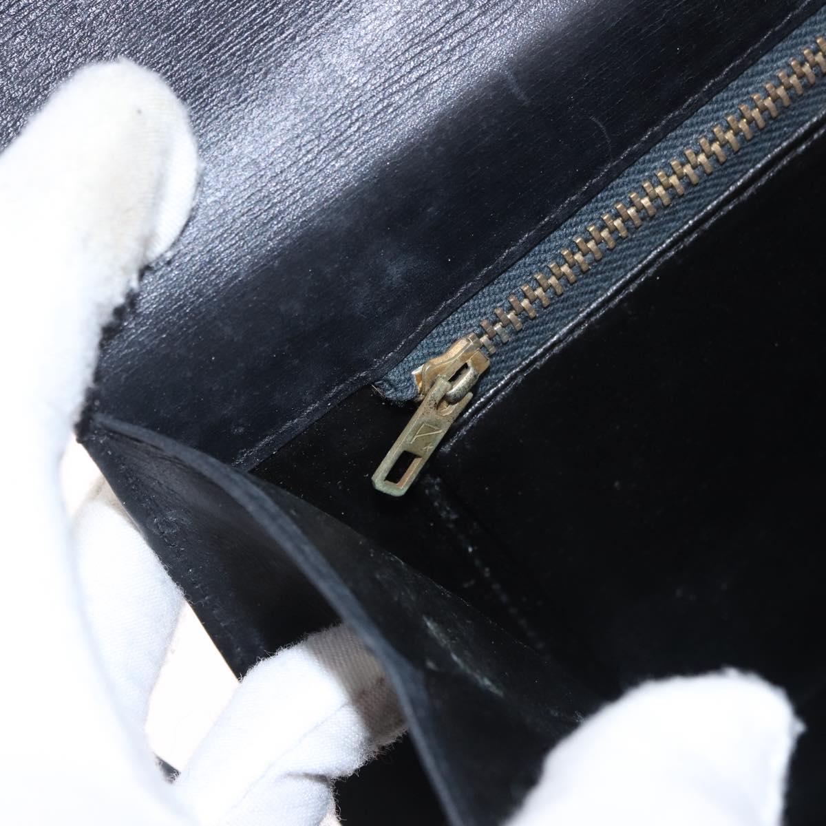 CELINE Horse Carriage Shoulder Bag Leather Black Gold Auth 185494