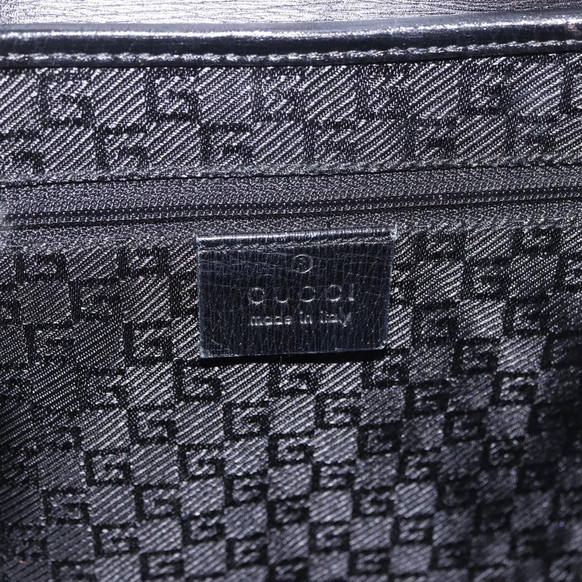 GUCCI Bamboo Shoulder Bag Leather Black Gold 001 4096 Auth 185498