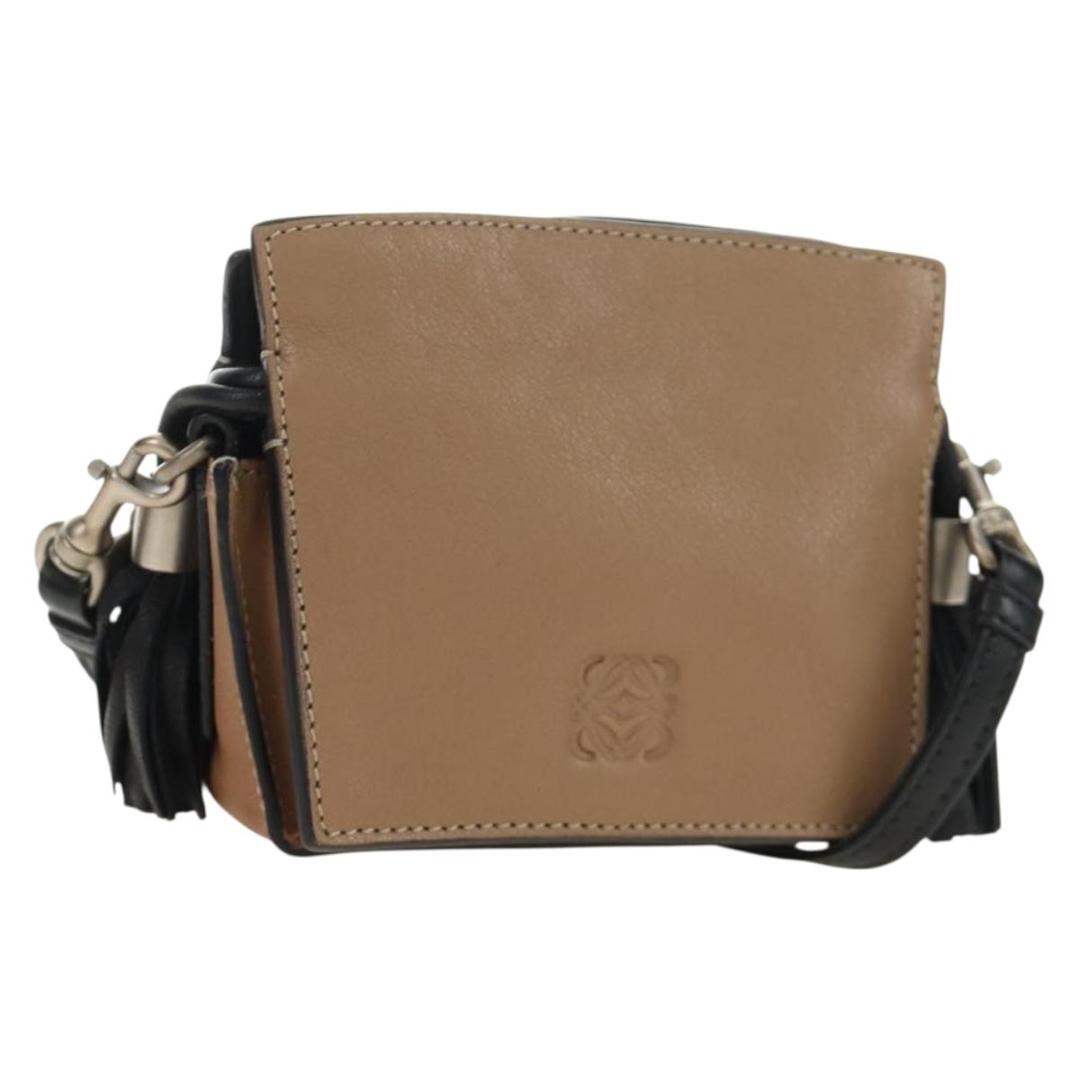LOEWE Pouch Shoulder Bag Leather Brown Auth 185499V