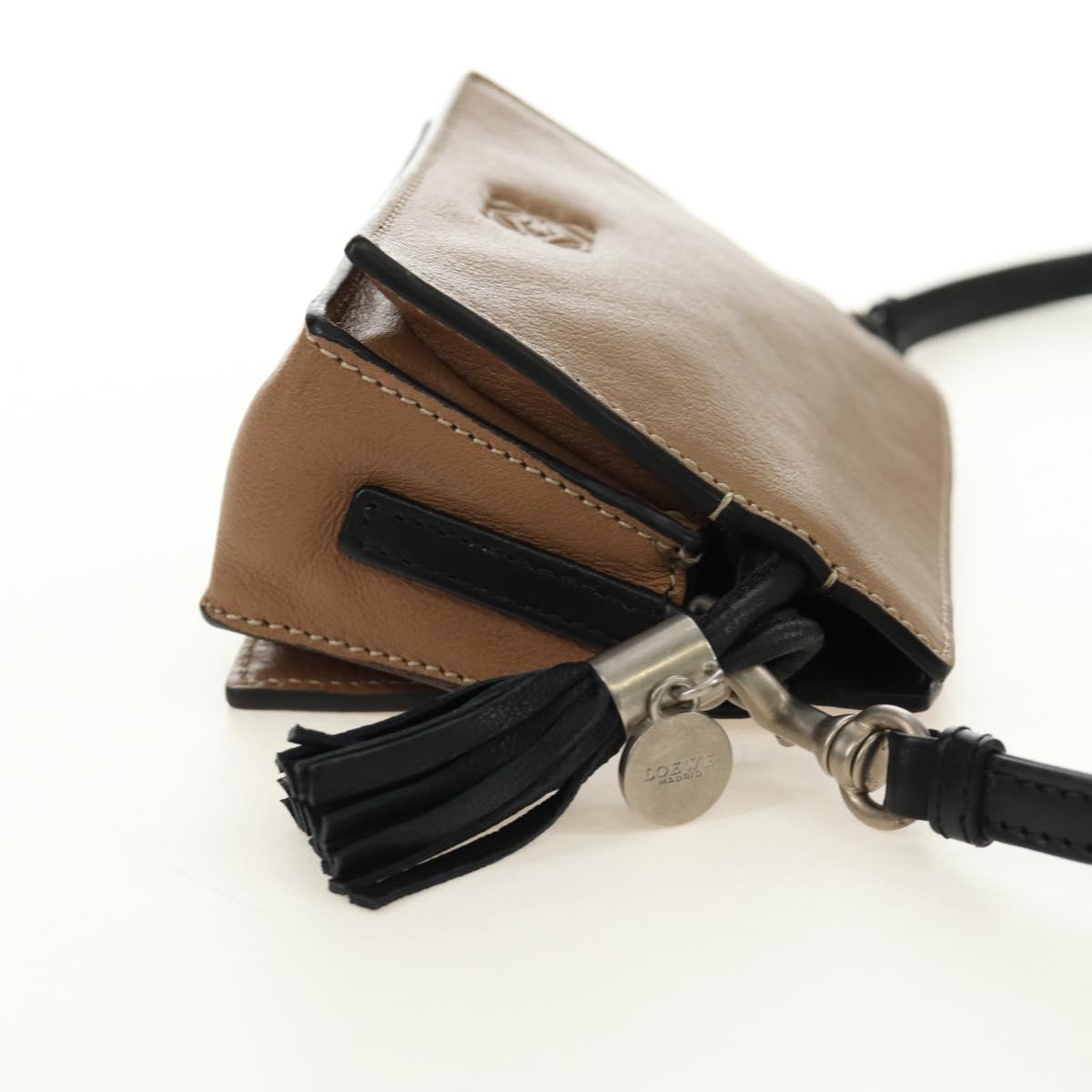 LOEWE Pouch Shoulder Bag Leather Brown Auth 185499V