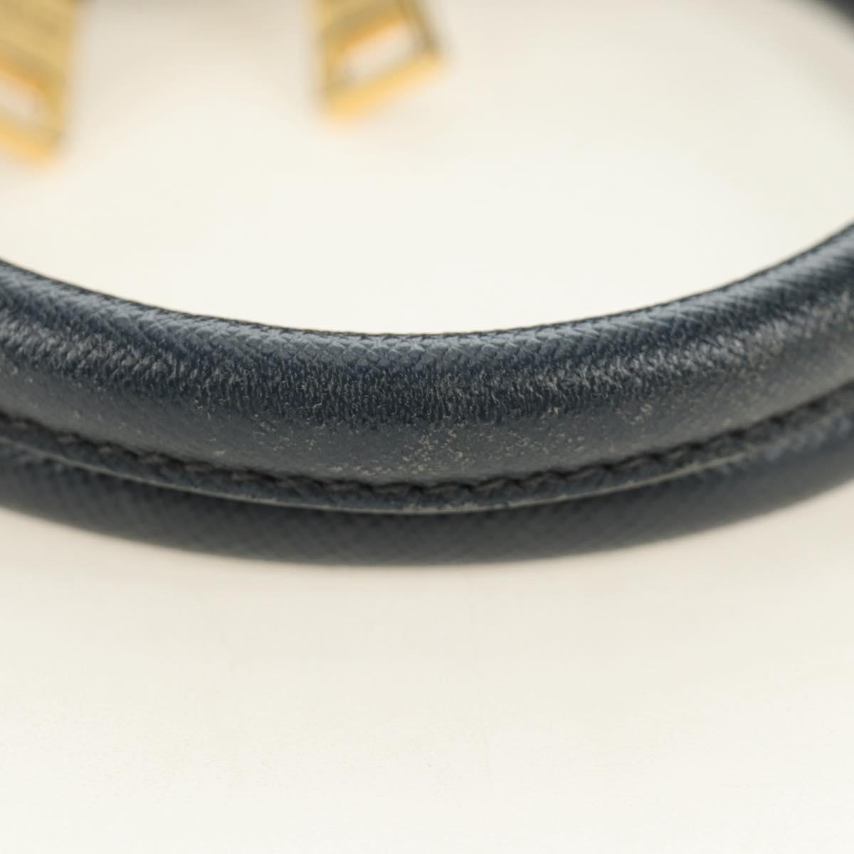 PRADA Hand Bag Saffiano leather Navy Gold Auth 185501V