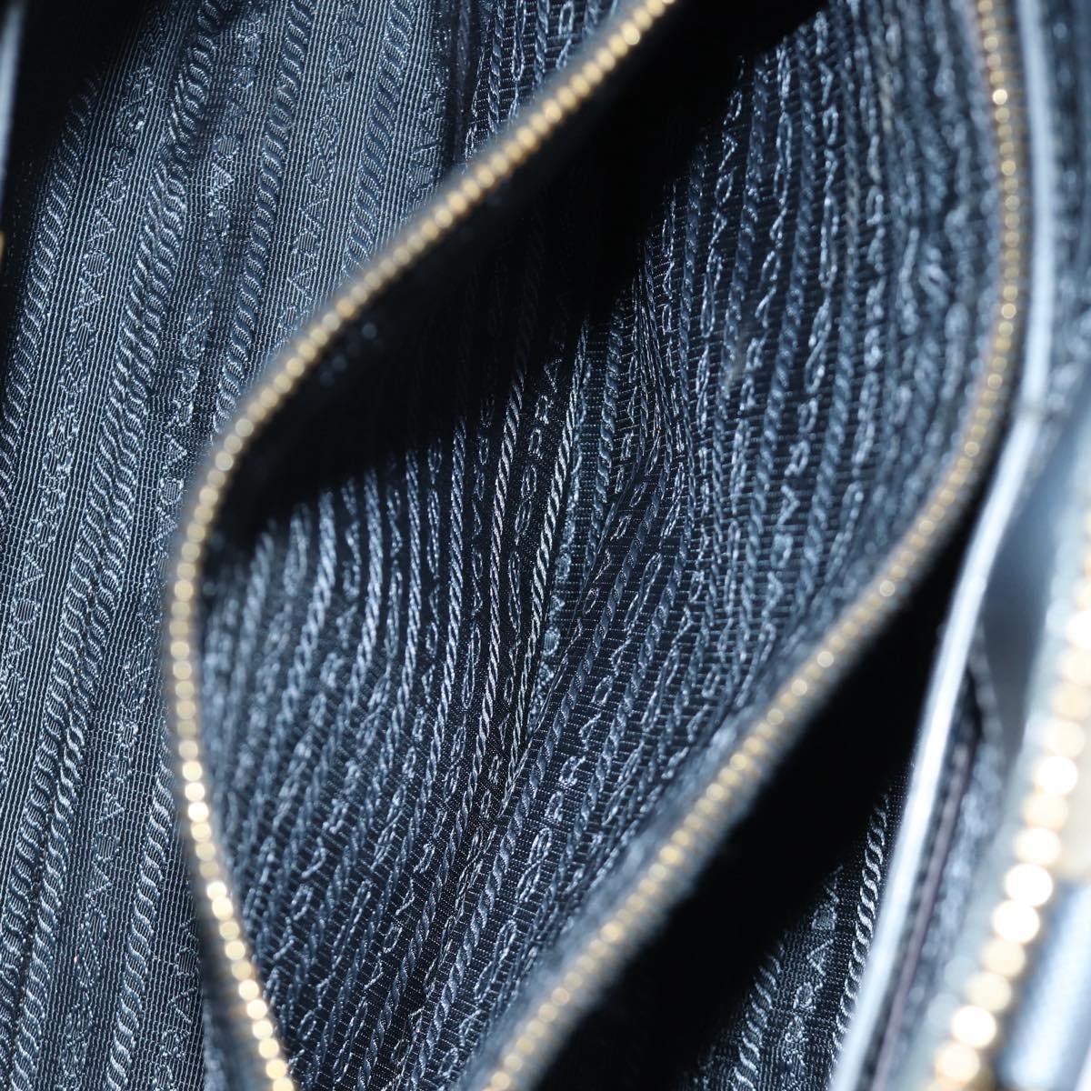 PRADA Hand Bag Saffiano leather Navy Gold Auth 185501V