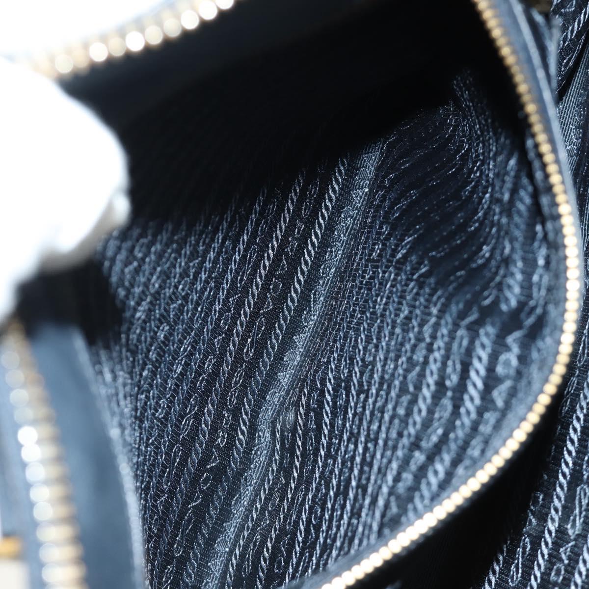 PRADA Hand Bag Saffiano leather Navy Gold Auth 185501V