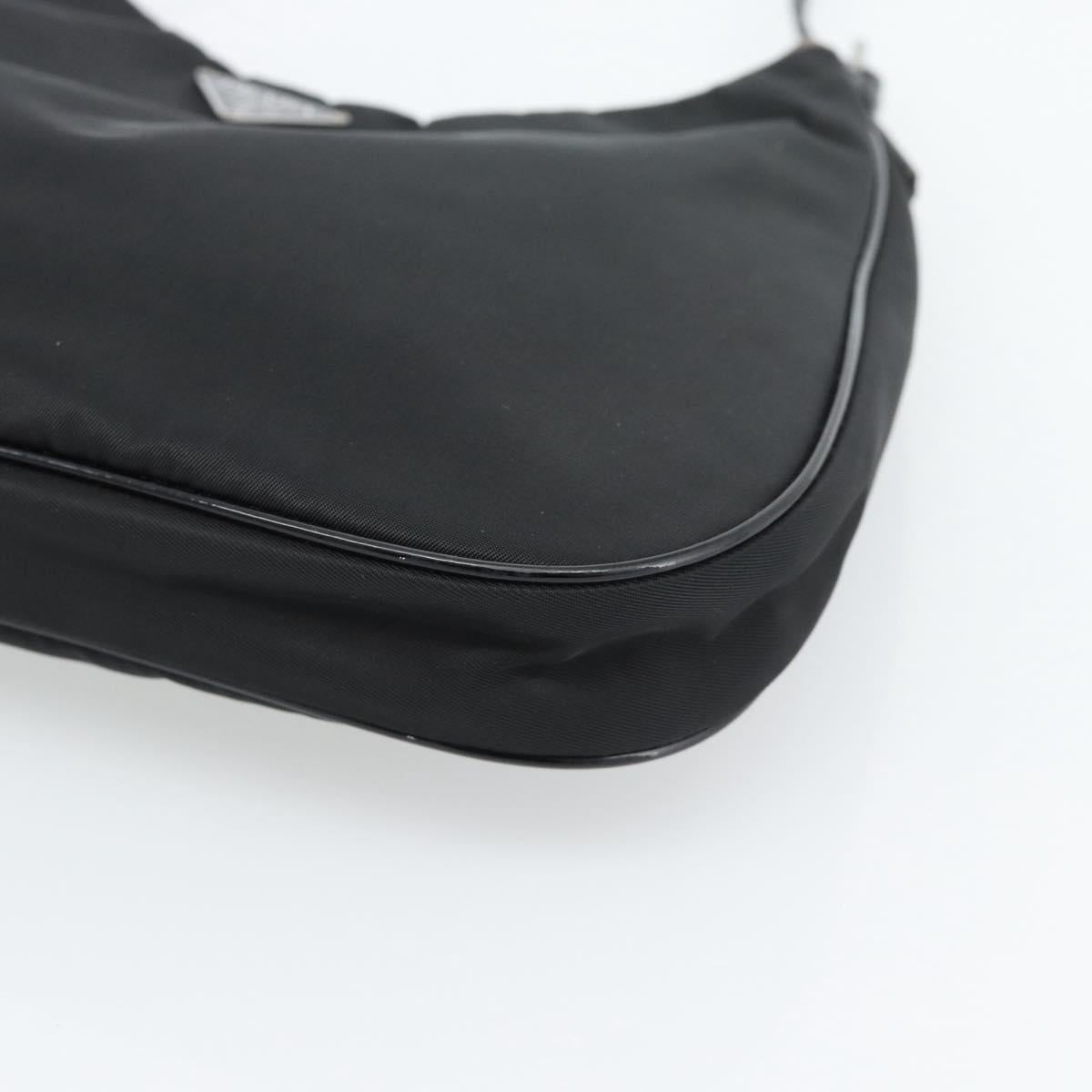 PRADA Hand Pouch Hand Bag Nylon Black Silver Auth 185505V