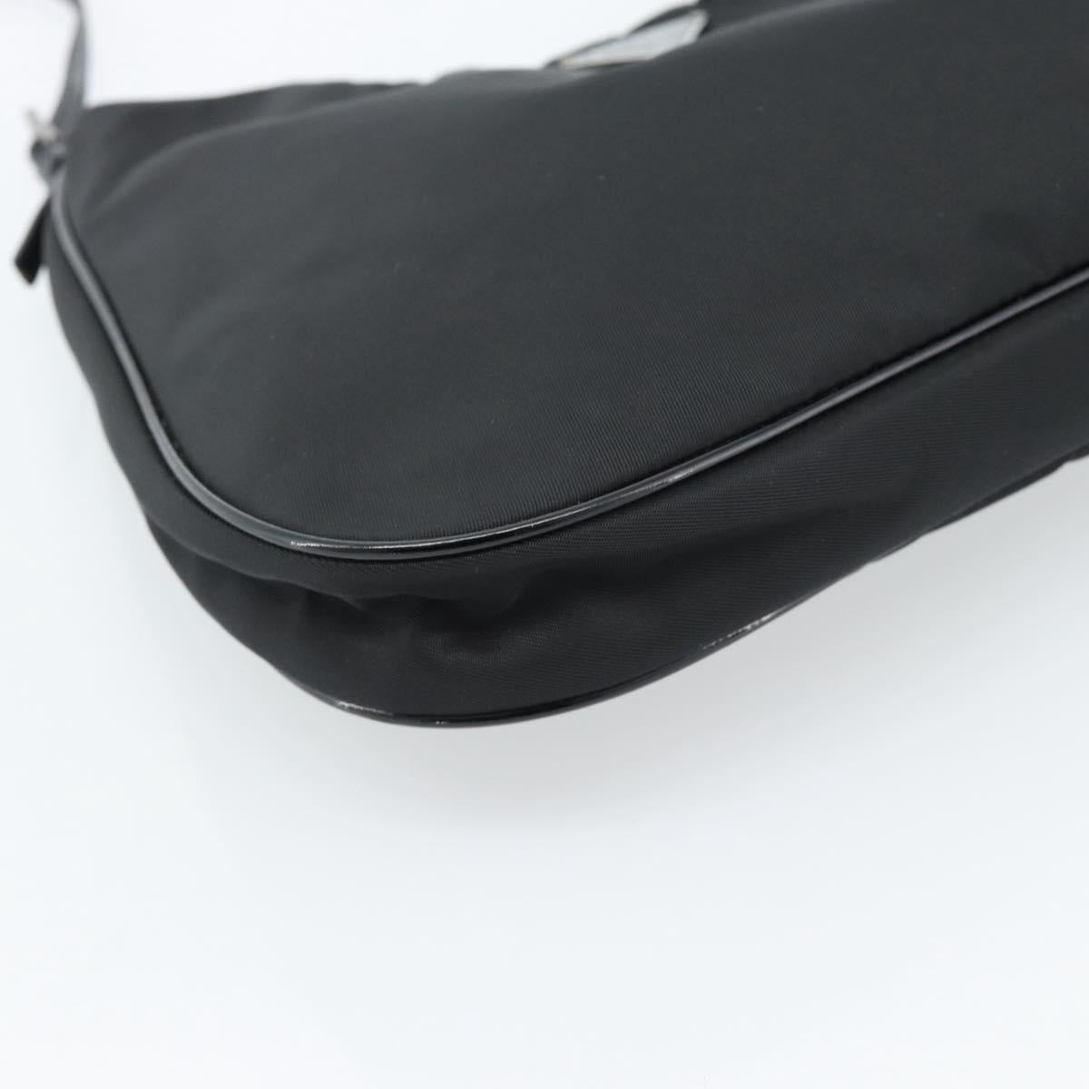 PRADA Hand Pouch Hand Bag Nylon Black Silver Auth 185505V