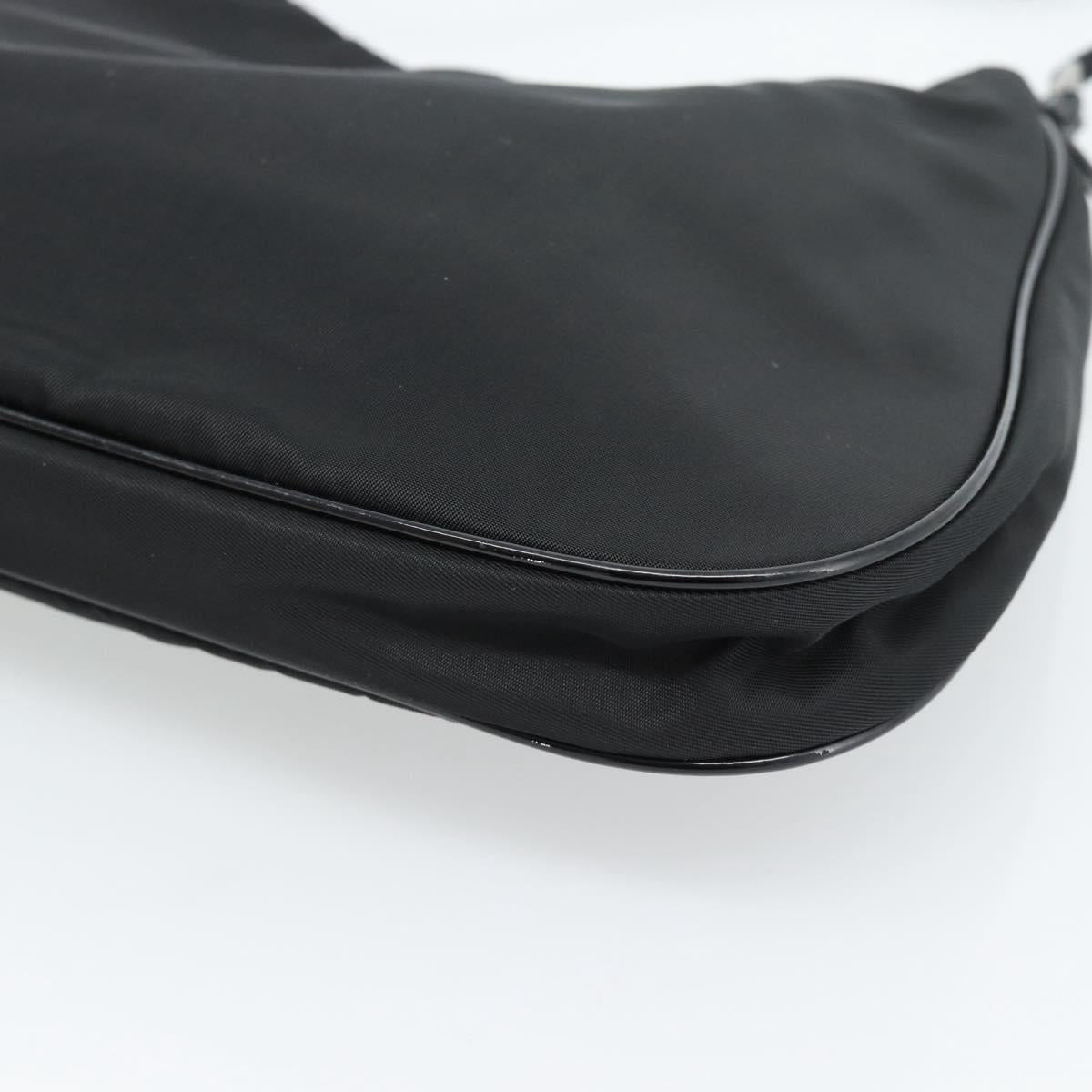 PRADA Hand Pouch Hand Bag Nylon Black Silver Auth 185505V