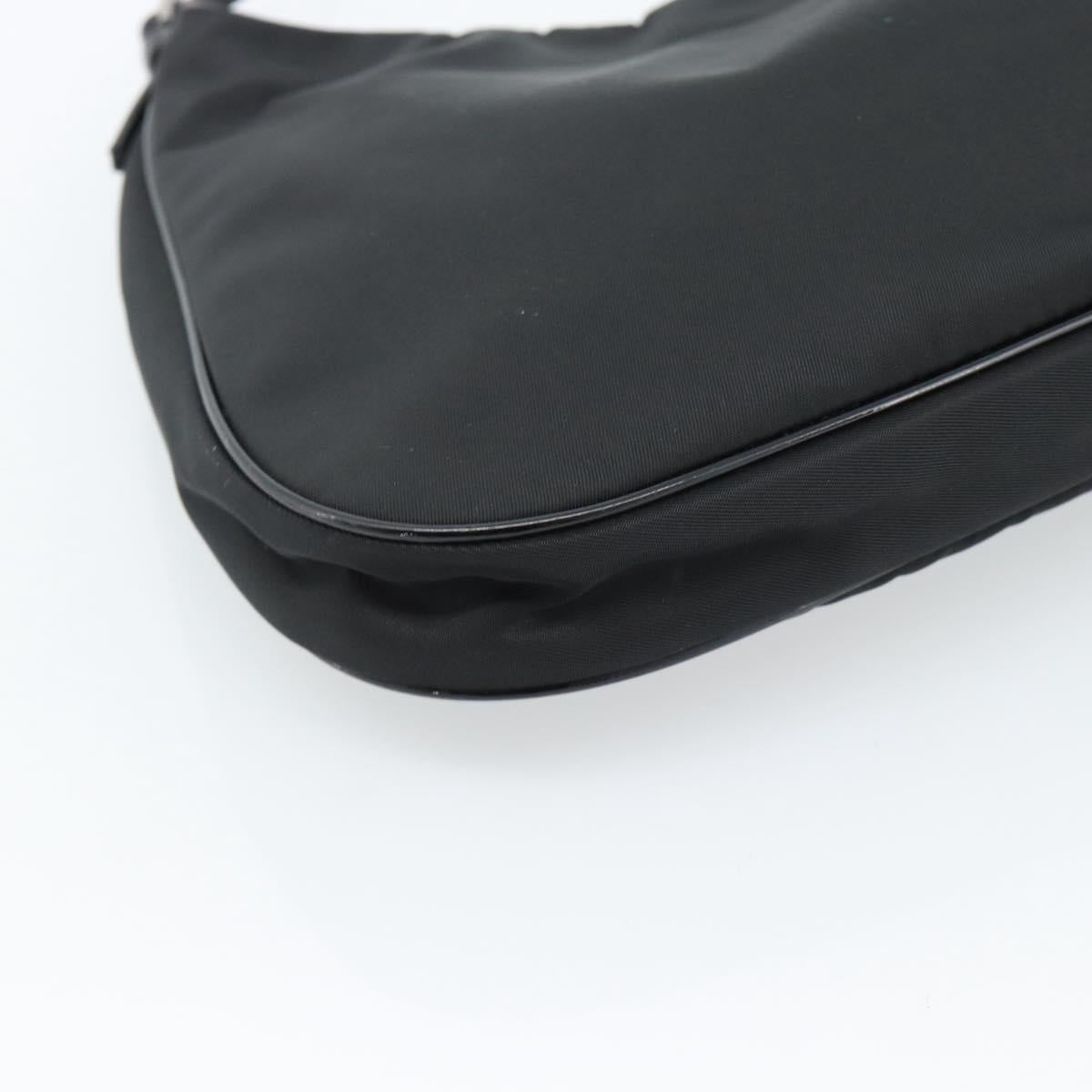 PRADA Hand Pouch Hand Bag Nylon Black Silver Auth 185505V