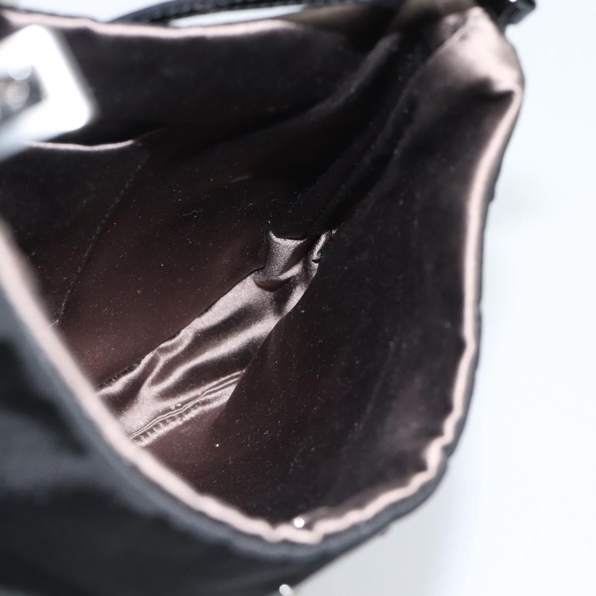 PRADA Hand Pouch Hand Bag Nylon Black Silver Auth 185505V