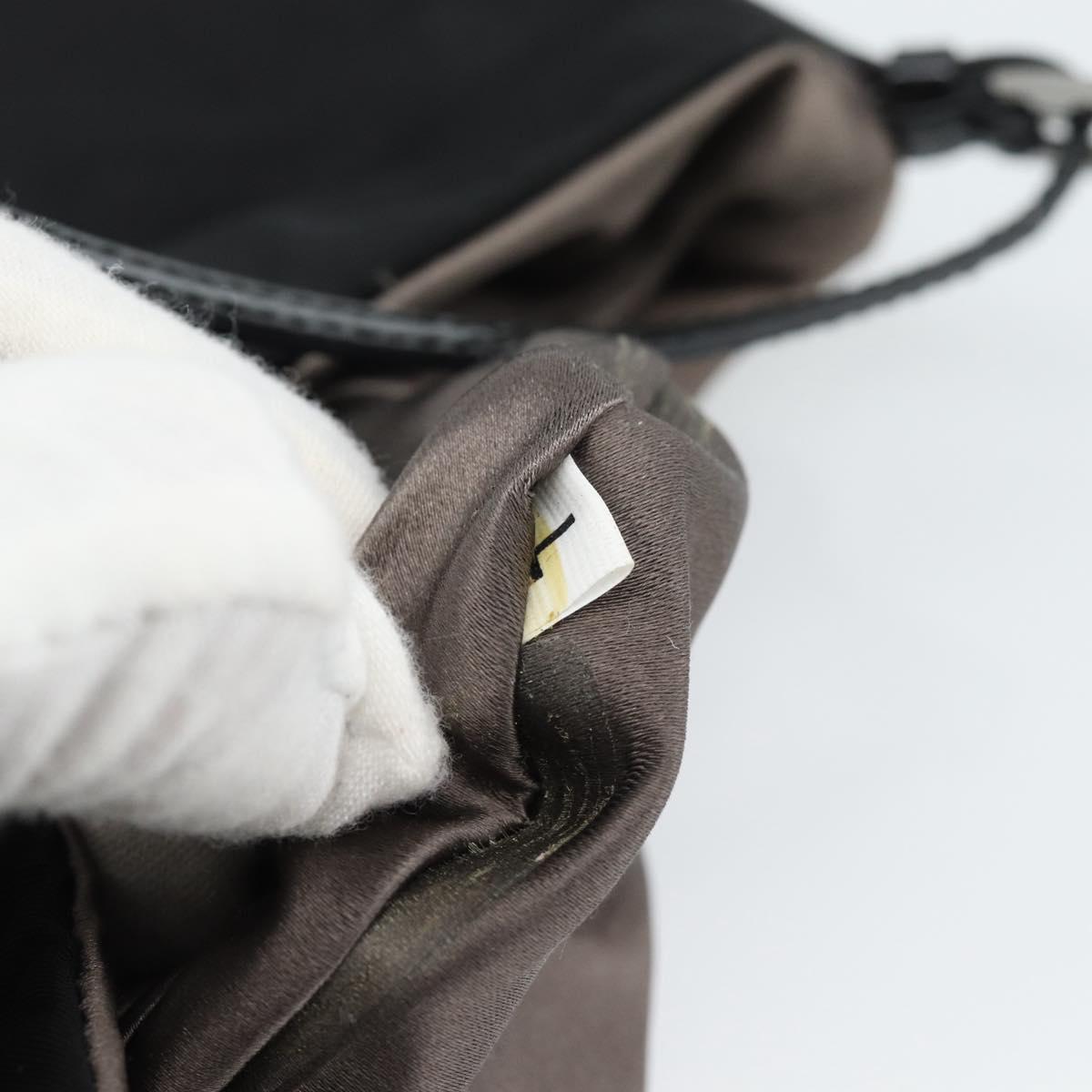 PRADA Hand Pouch Hand Bag Nylon Black Silver Auth 185505V