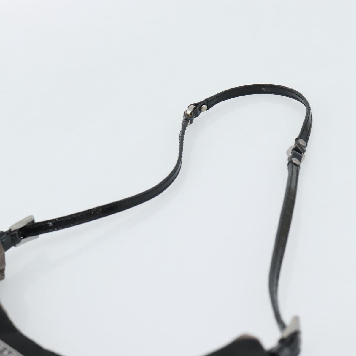 PRADA Hand Pouch Hand Bag Nylon Black Silver Auth 185505V