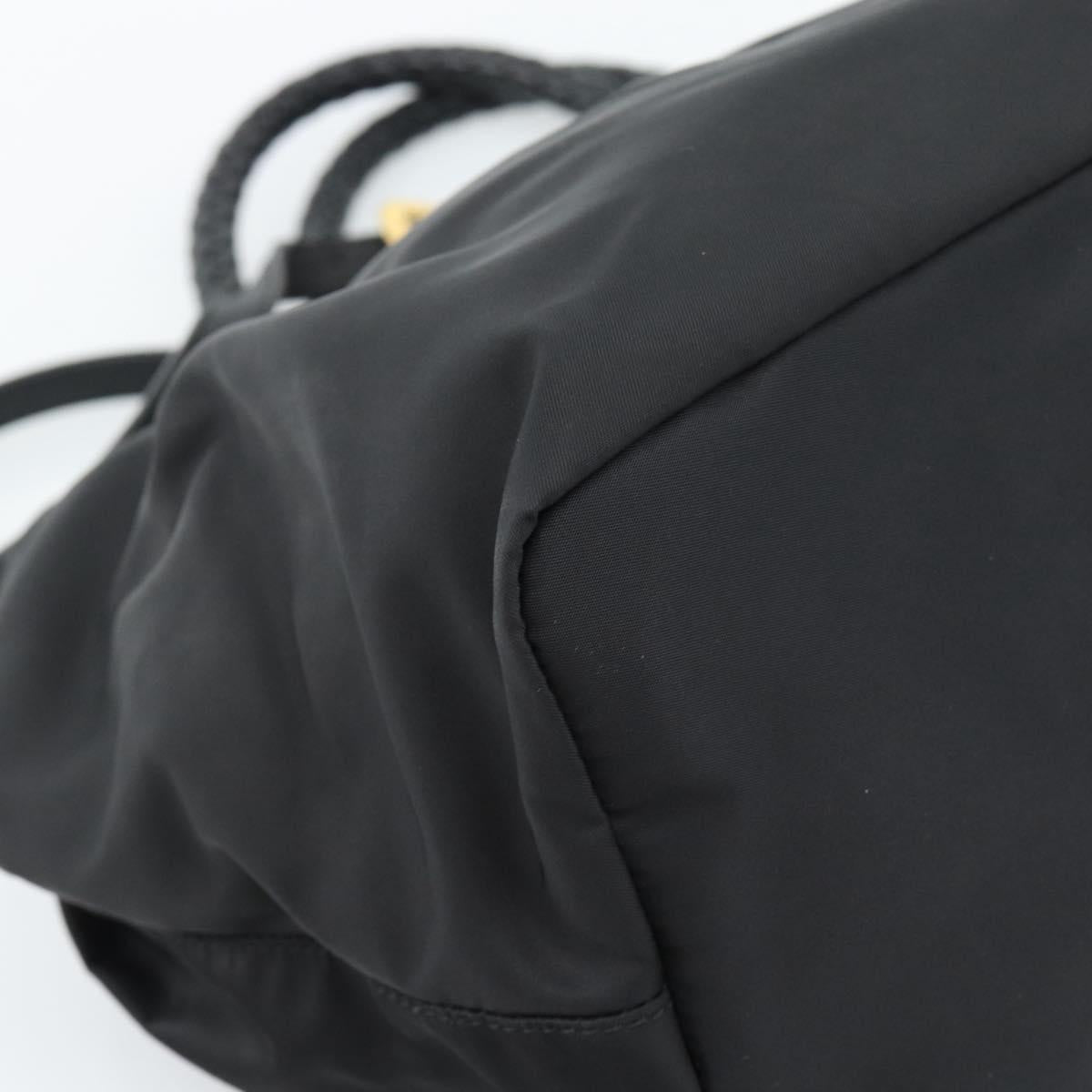 PRADA Ribbon Hand Bag Nylon 2way Black Gold Auth 185506V