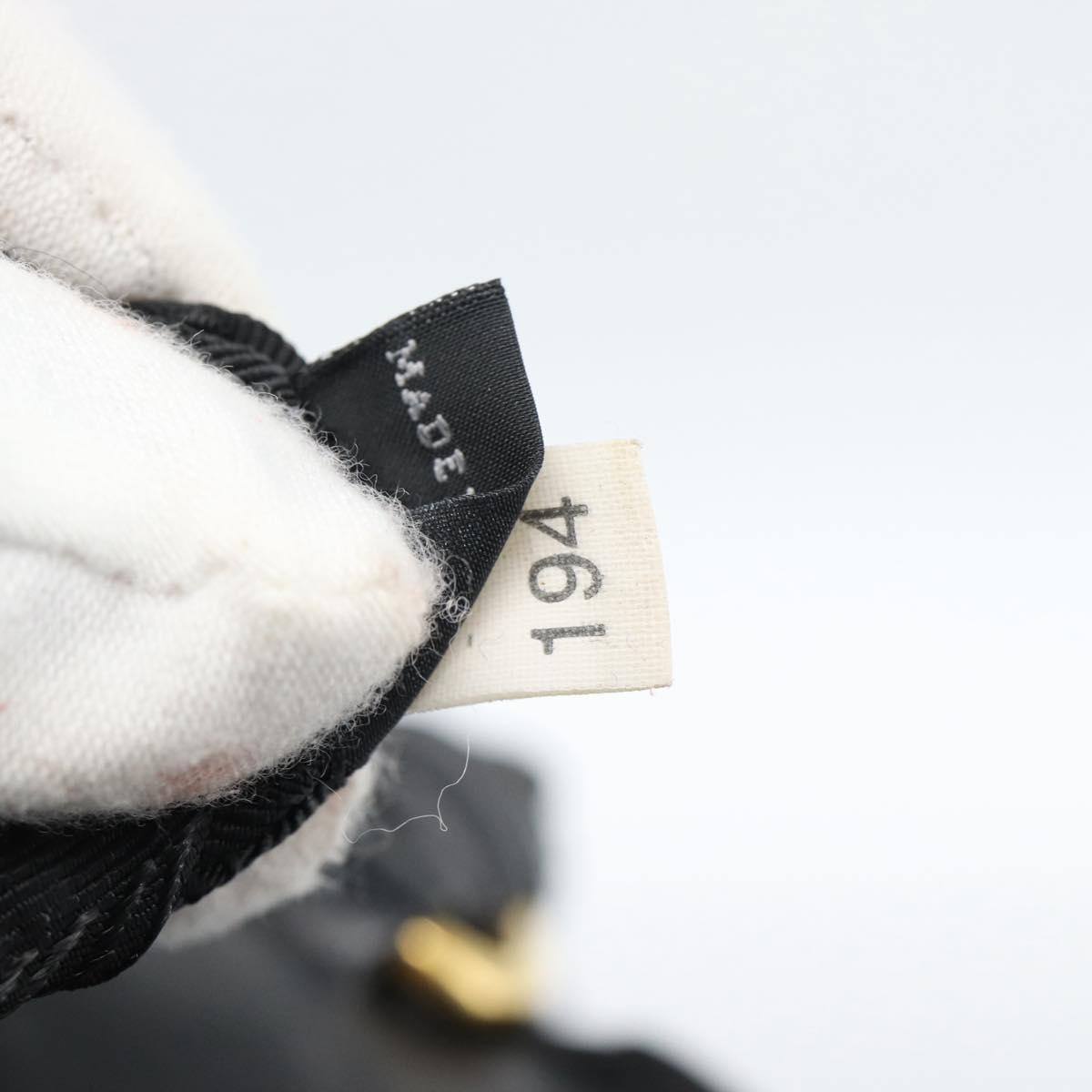 PRADA Ribbon Hand Bag Nylon 2way Black Gold Auth 185506V