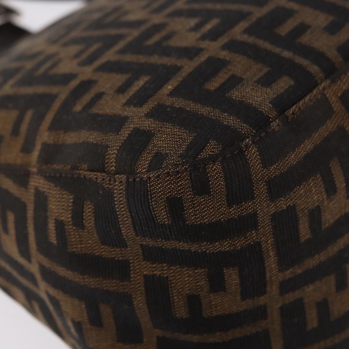 FENDI Zucca Canvas Mamma Baguette Shoulder Bag Black Brown Auth 185507SAV