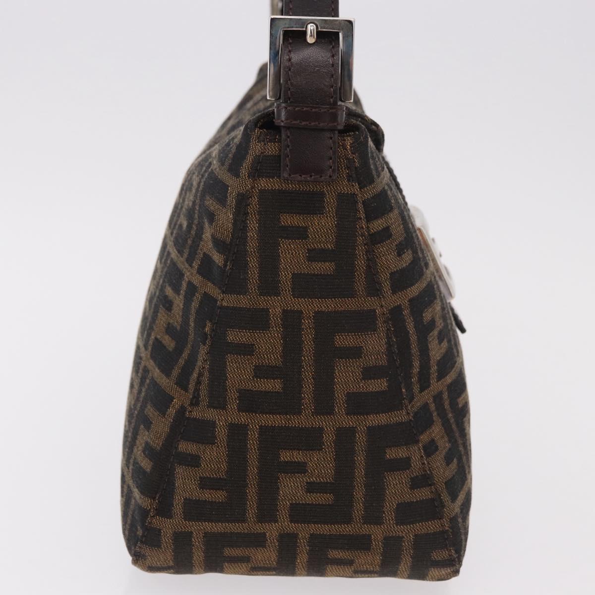FENDI Zucca Canvas Mamma Baguette Shoulder Bag Black Brown Auth 185507SAV